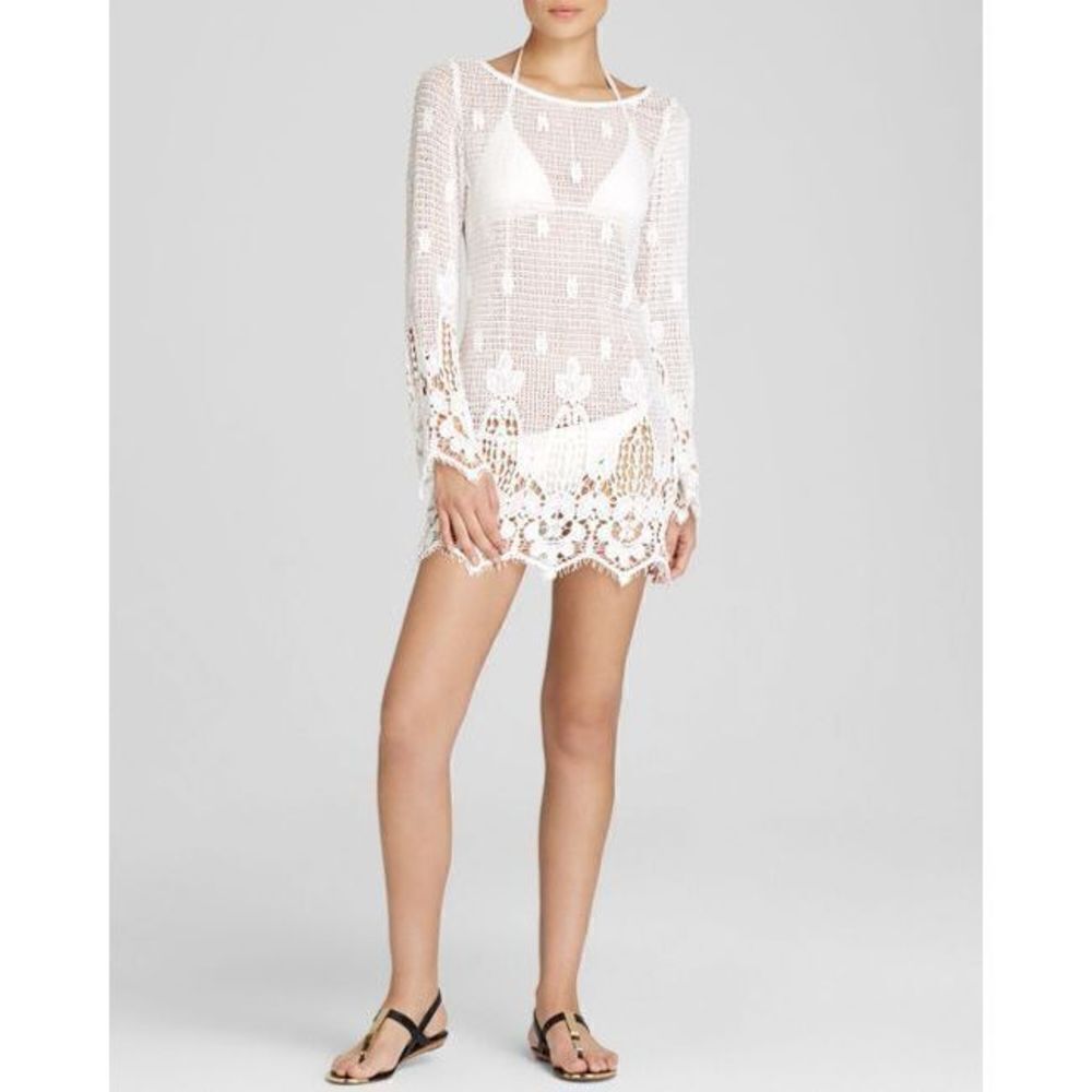 Tt Beach Wanderlust Dress Cover up Ivory Cream Lace Boho‎ Hippie Size Medium